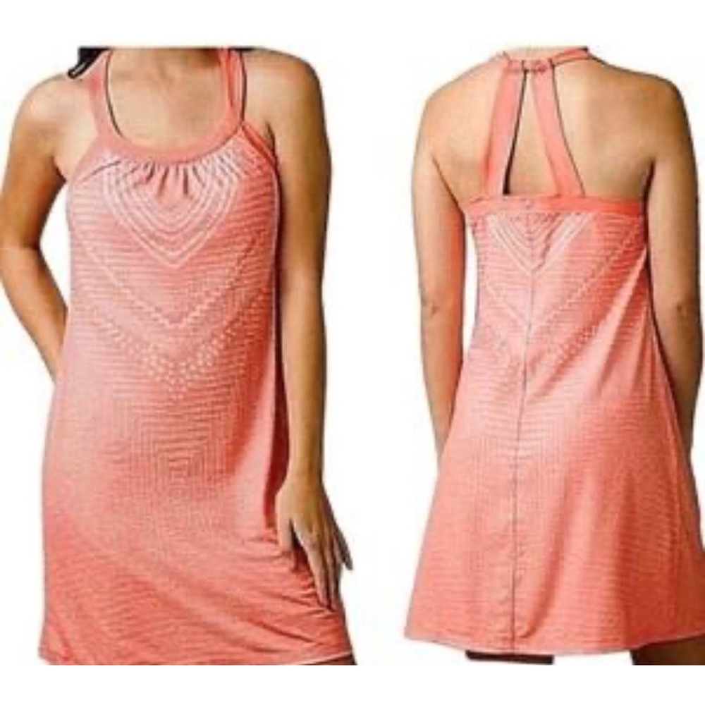 Prana Coral Knit Halter Dress Size Medium Built In Bra Athleisure‎ Beachy Boho